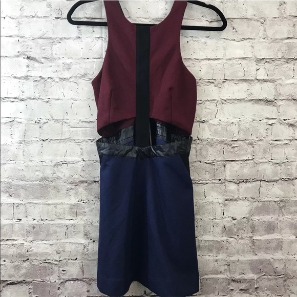 Mustard Seed SZ M Color Block Cut-Out Skater Dress - Picture 1 of 8